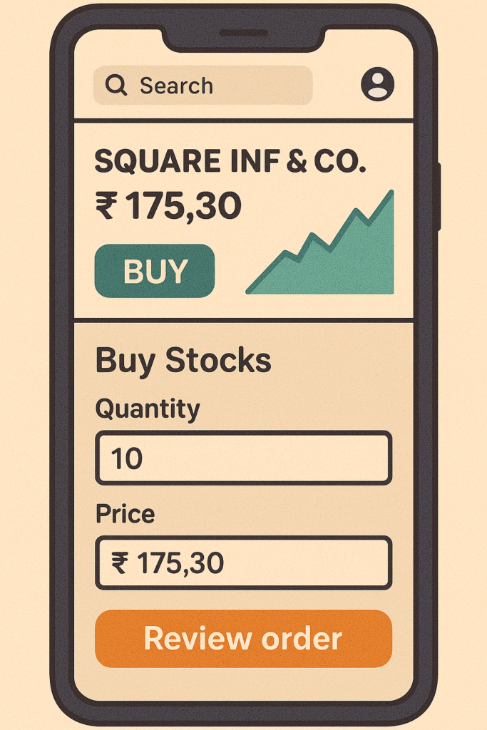 Easy stock buying interface for beginners in India.