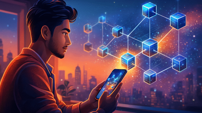 What is blockchain India simple explanation digital network illustration