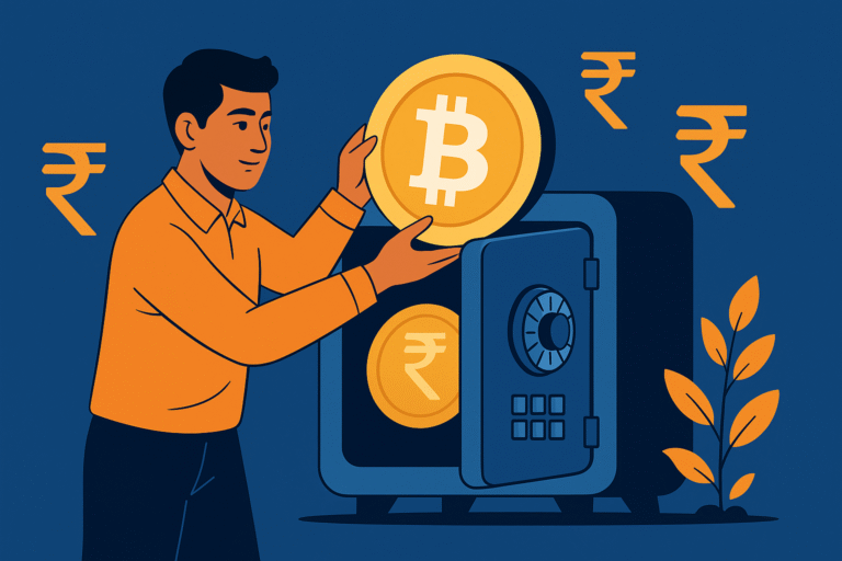 How to store crypto safely in India digital vault illustration 2026