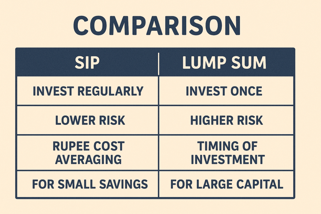 SIP vs lump sum India comparison table