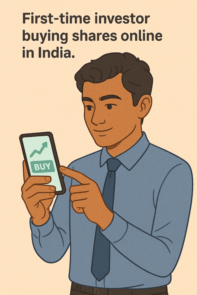 First-time investor buying shares online in India